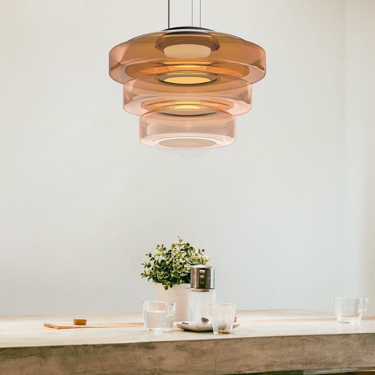 Bauhaus Tiered Glass Pendant Light