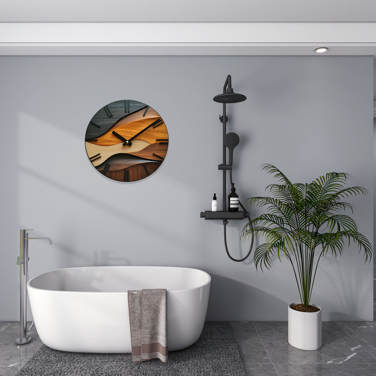Artistic Wood-Look Round Wall Clock