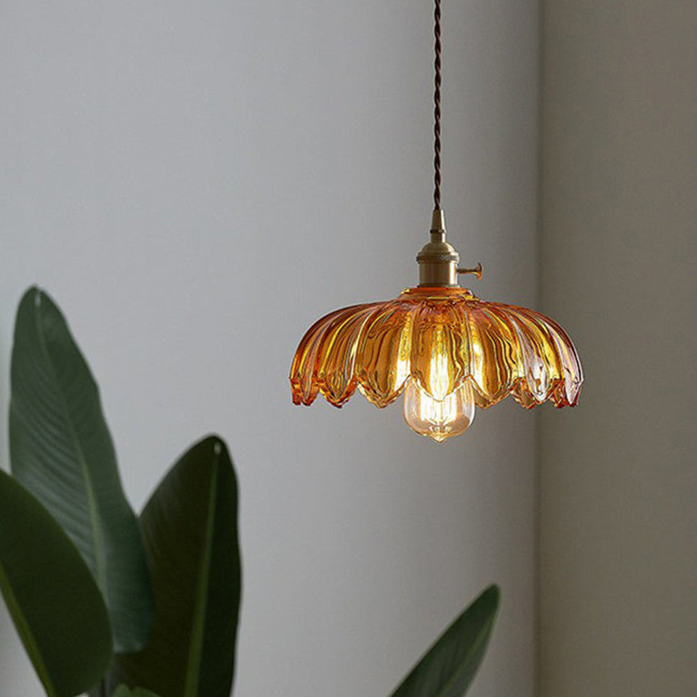 Vintage Flower Glass Pendant Light
