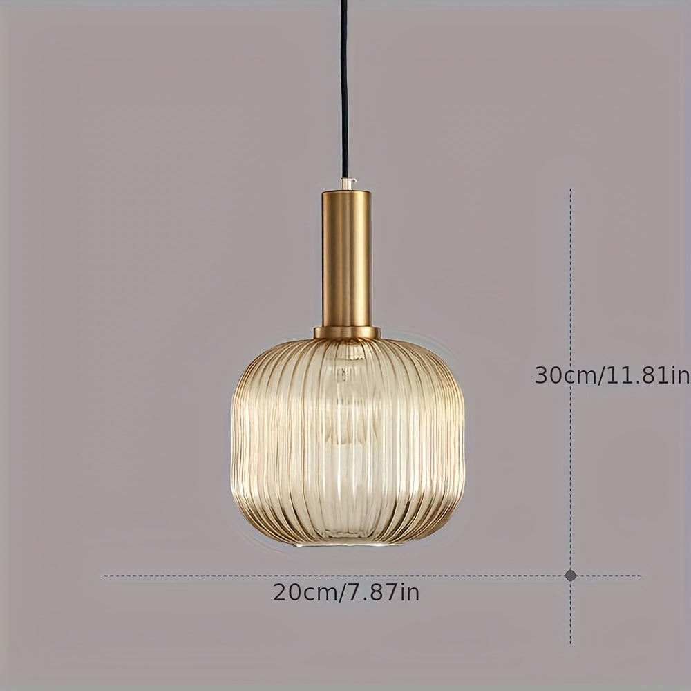 Fluted Glass & Brass Pendant Light