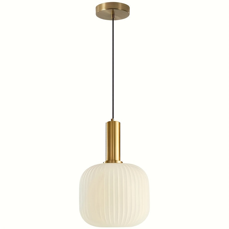 Fluted Glass & Brass Pendant Light