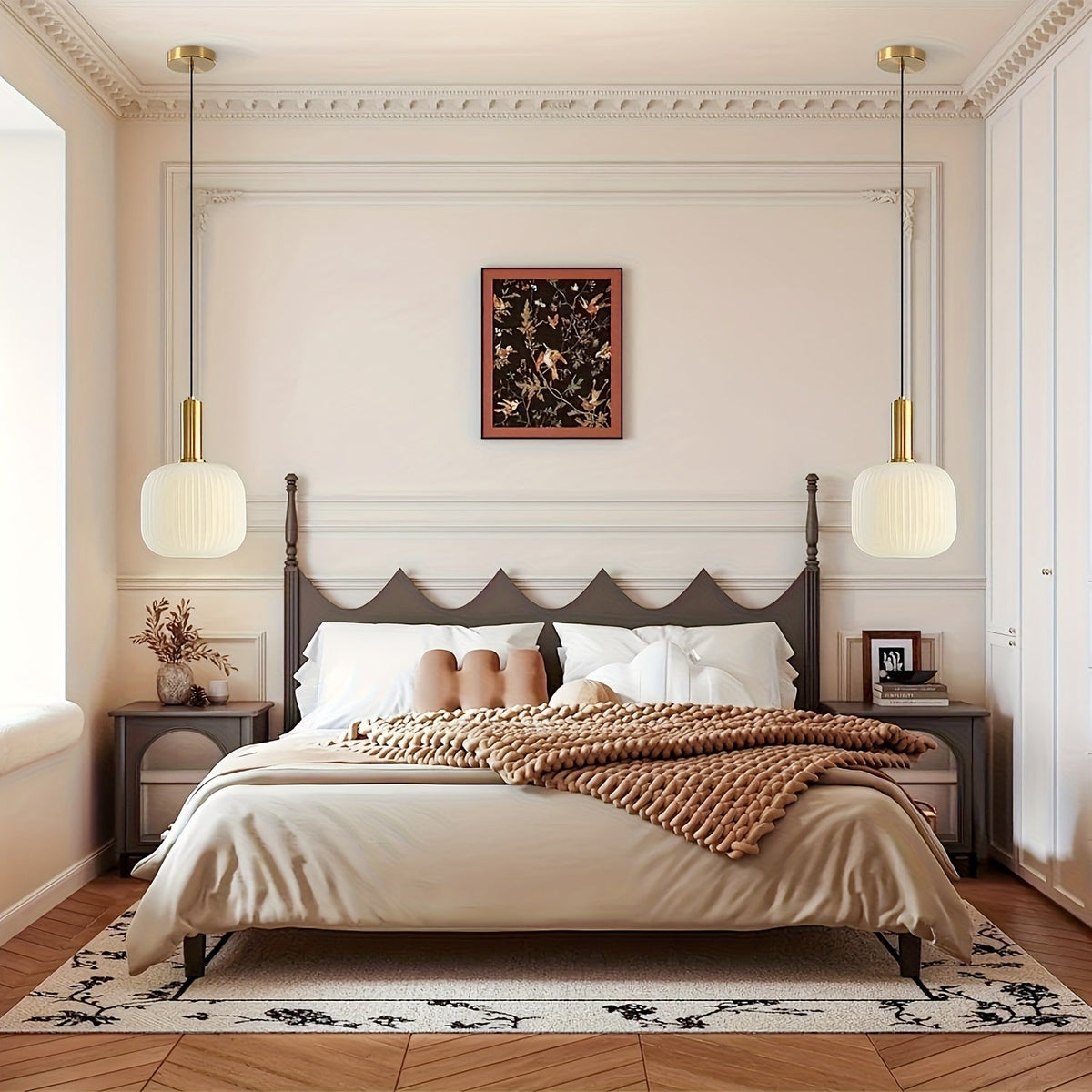 Fluted Glass & Brass Pendant Light