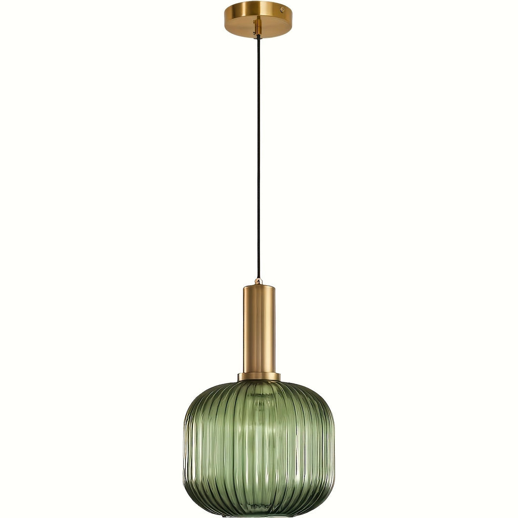 Fluted Glass & Brass Pendant Light