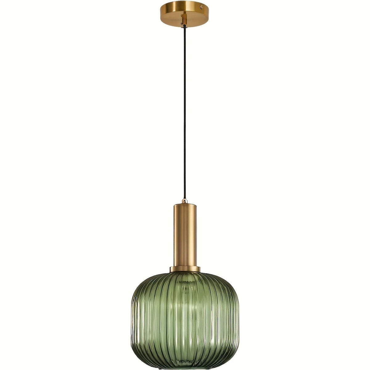 Fluted Glass & Brass Pendant Light