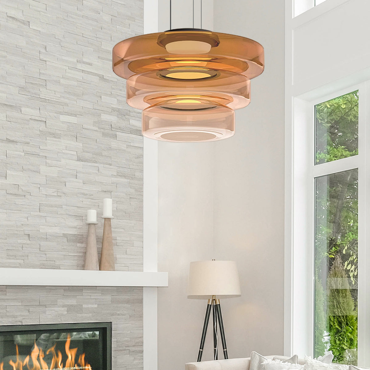 Bauhaus Tiered Glass Pendant Light
