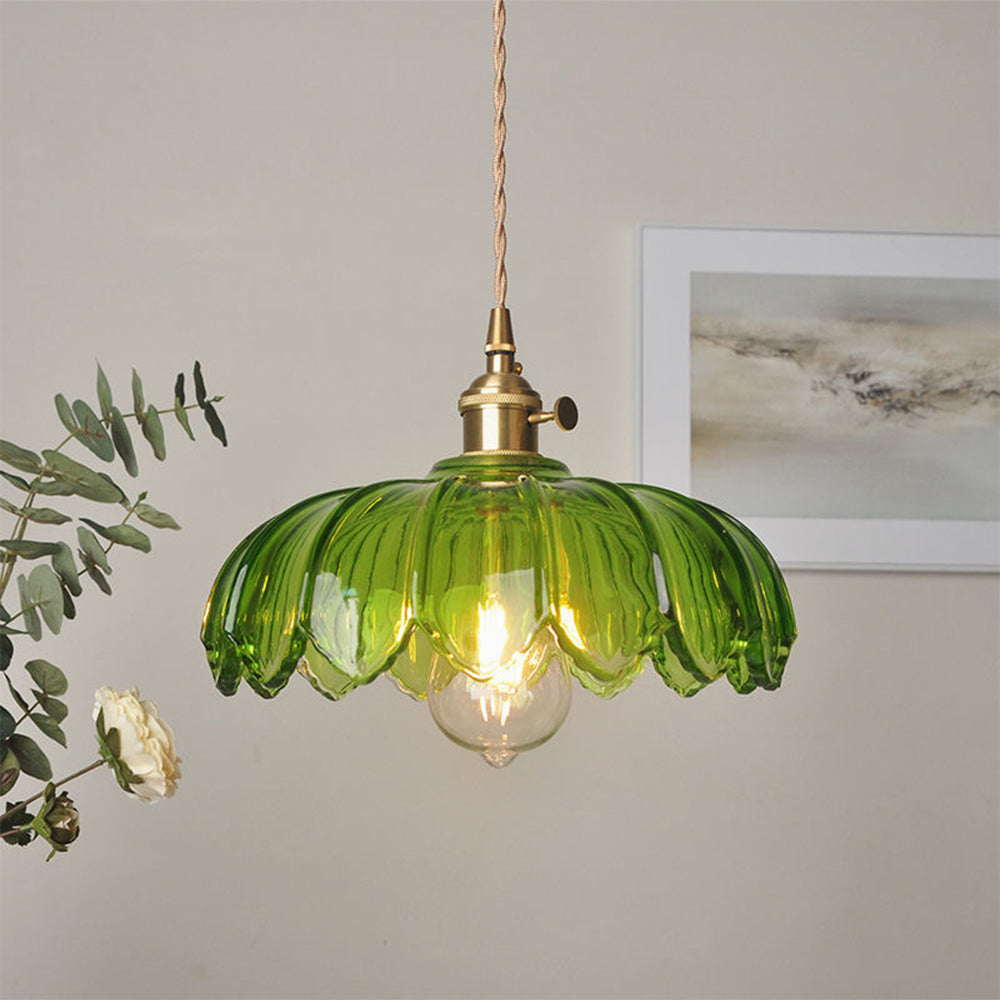 Vintage Flower Glass Pendant Light