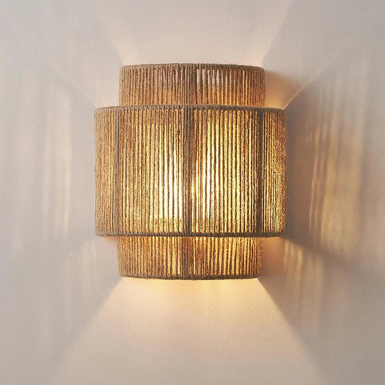 RattanGlow Woven Wall Sconce