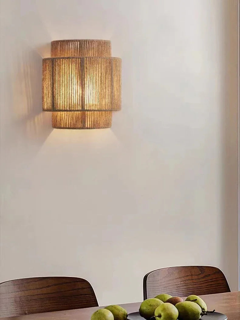 RattanGlow Woven Wall Sconce