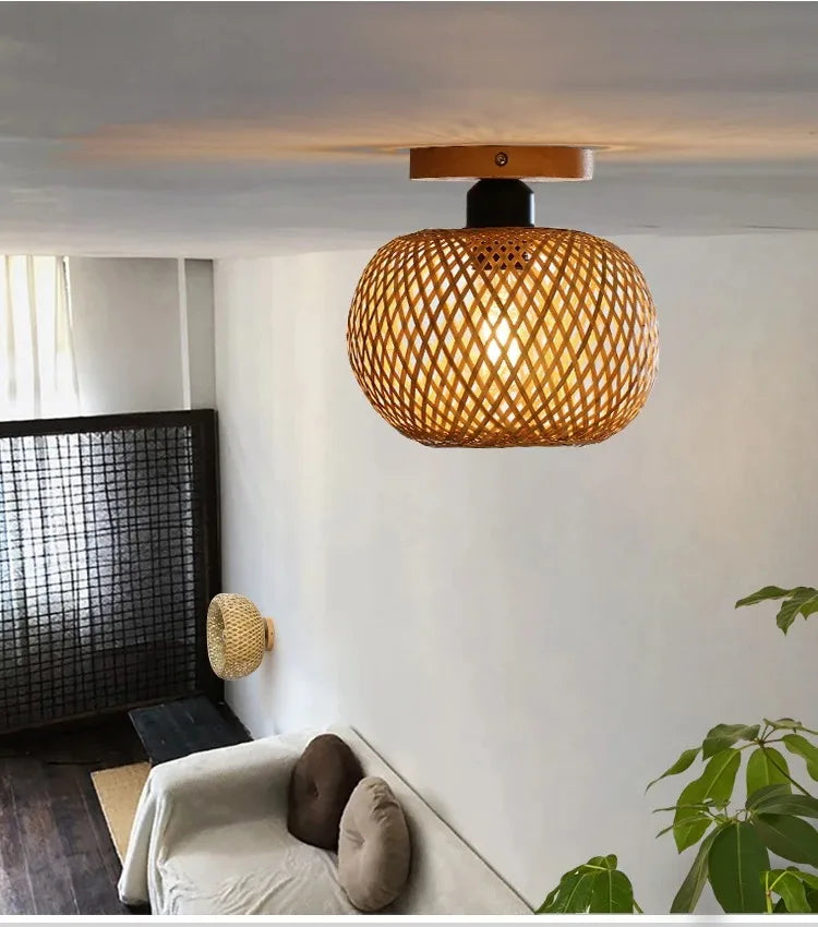 Natura Woven Bamboo Ceiling Light