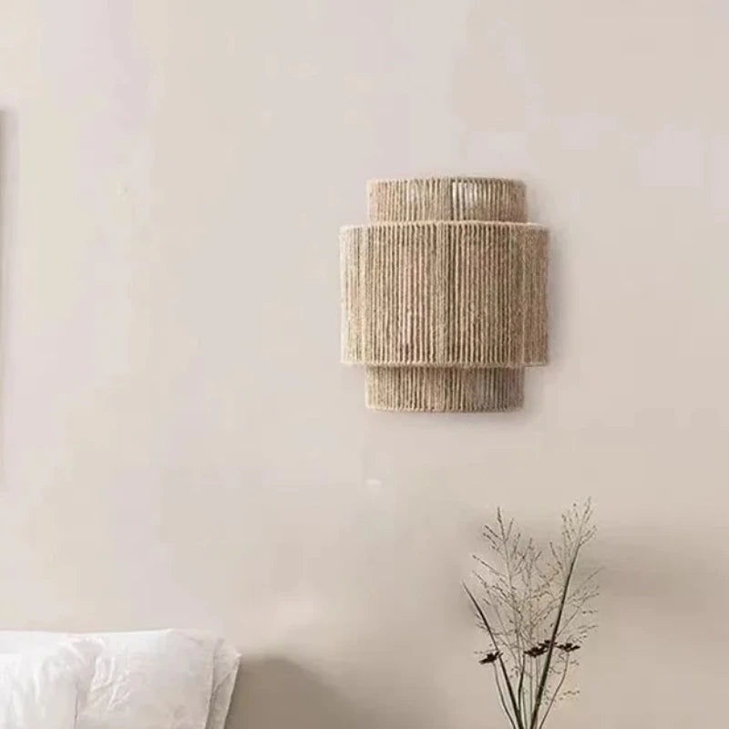 RattanGlow Woven Wall Sconce