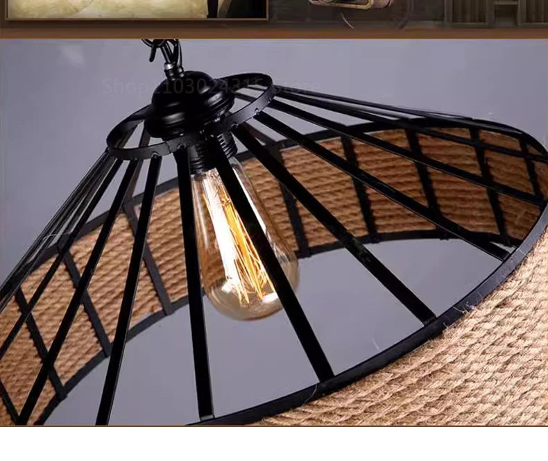 Rustic Hemp Rope Pendant Light