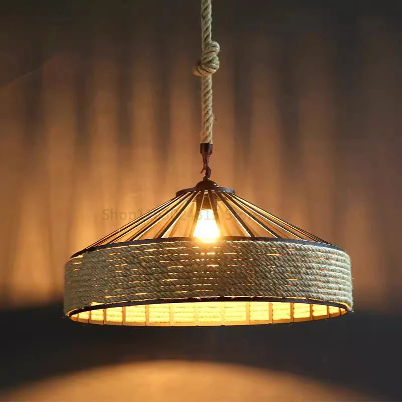 Rustic Hemp Rope Pendant Light