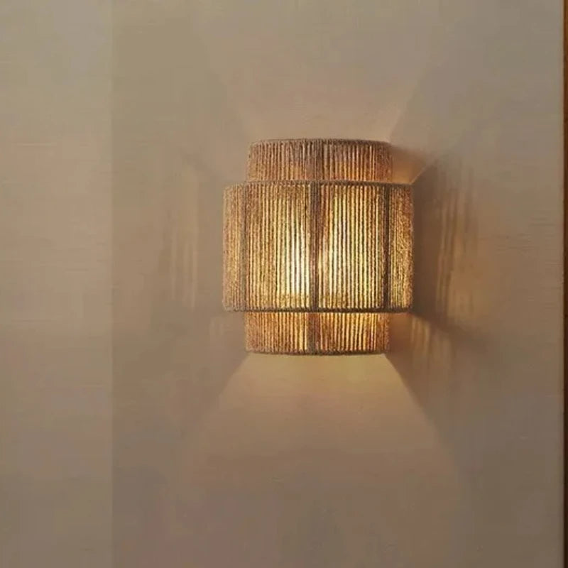RattanGlow Woven Wall Sconce