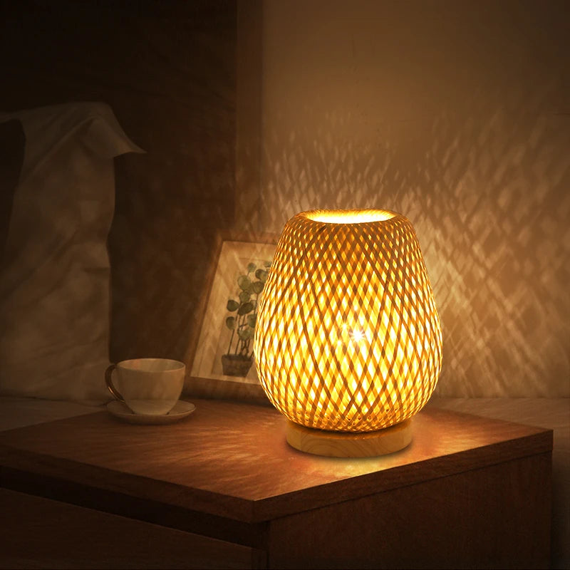 Woven Bamboo Bedside Lamp