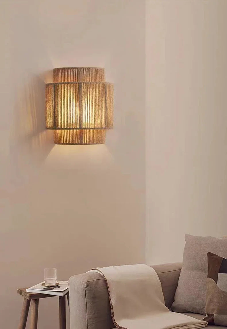 RattanGlow Woven Wall Sconce