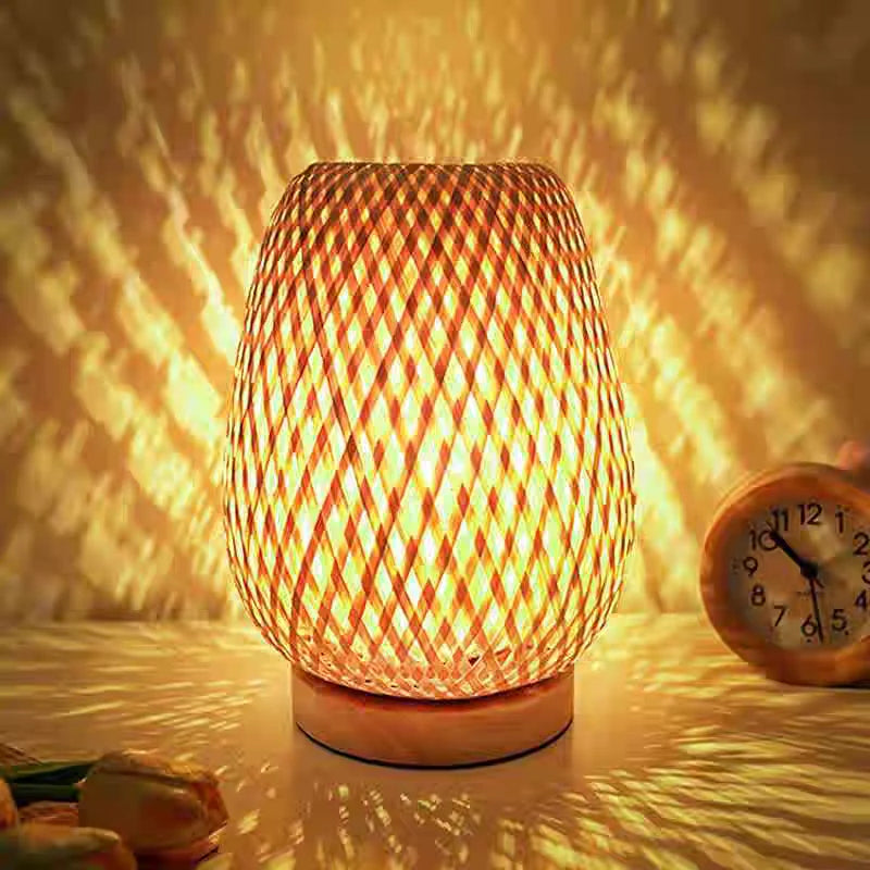Woven Bamboo Bedside Lamp