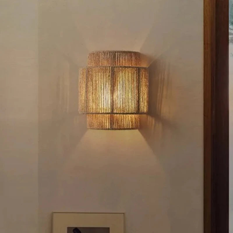 RattanGlow Woven Wall Sconce