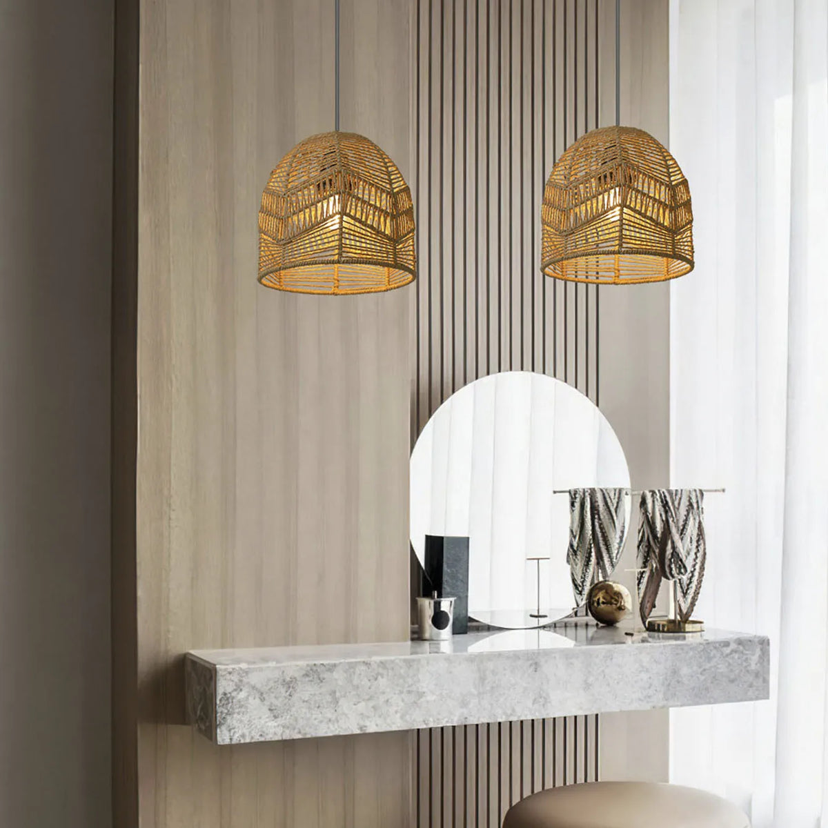 Handwoven Paper Rope Pendant Shade