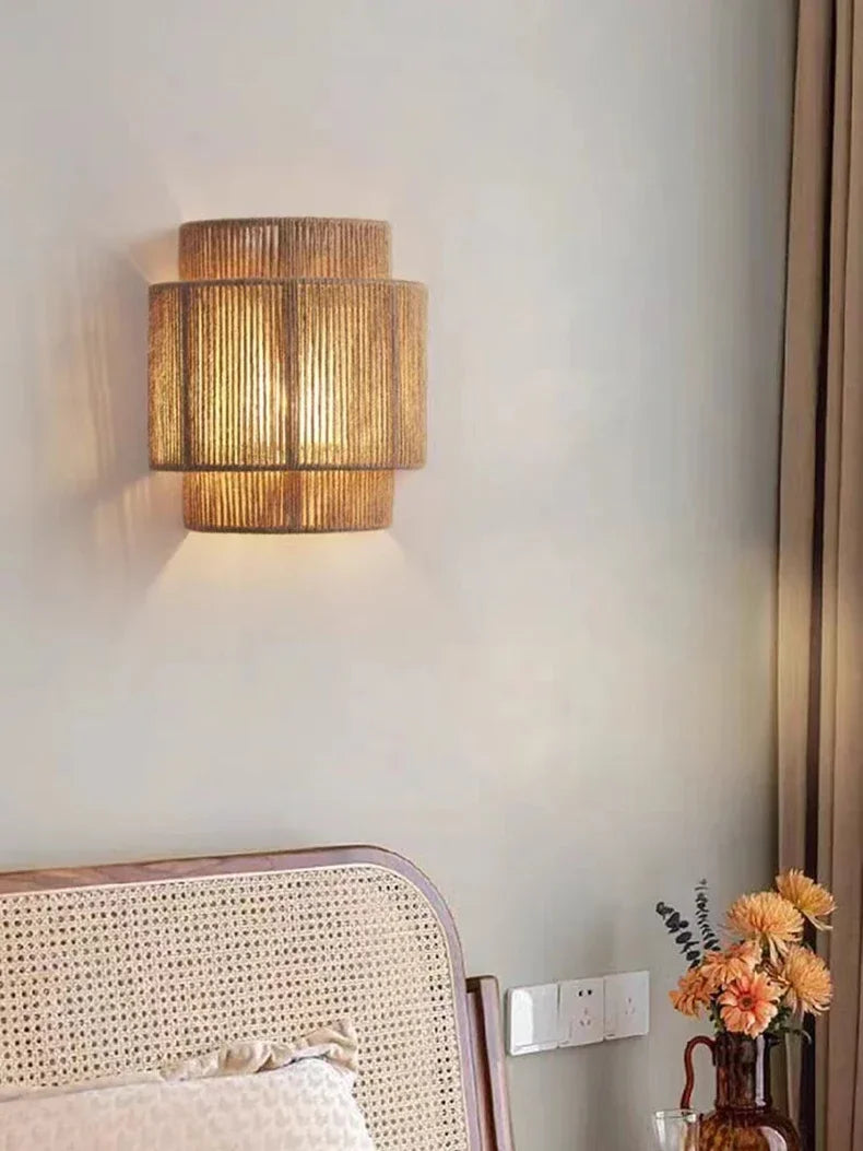 RattanGlow Woven Wall Sconce