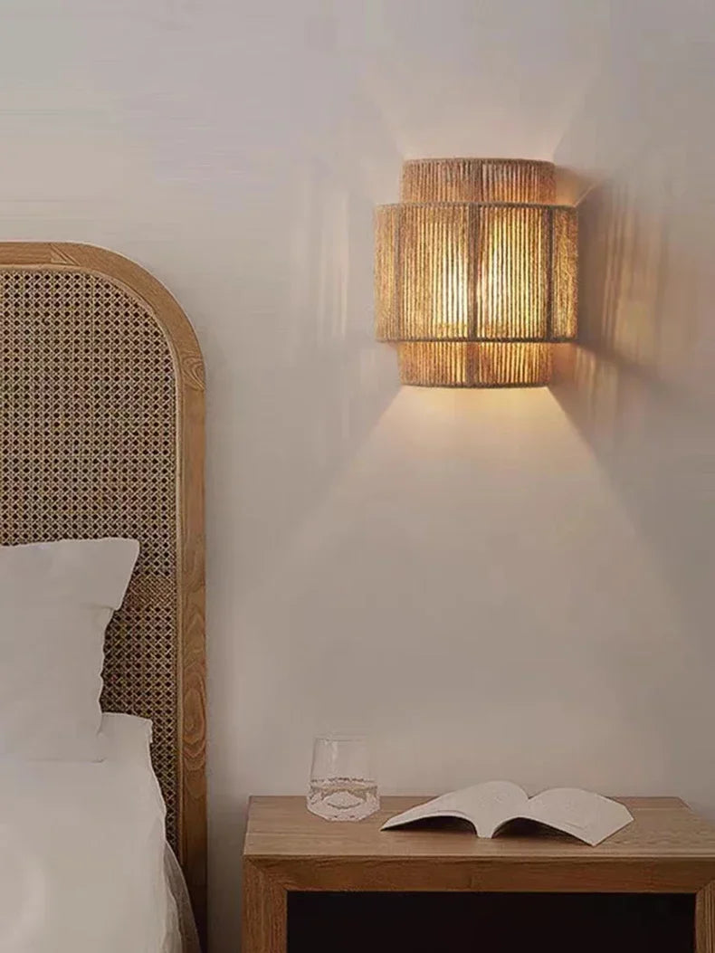 RattanGlow Woven Wall Sconce