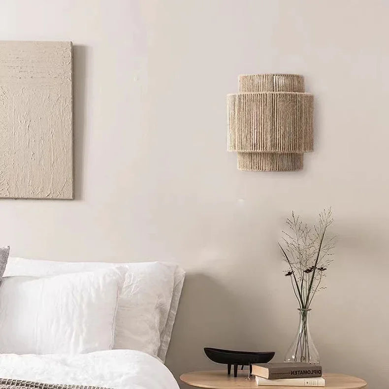 RattanGlow Woven Wall Sconce