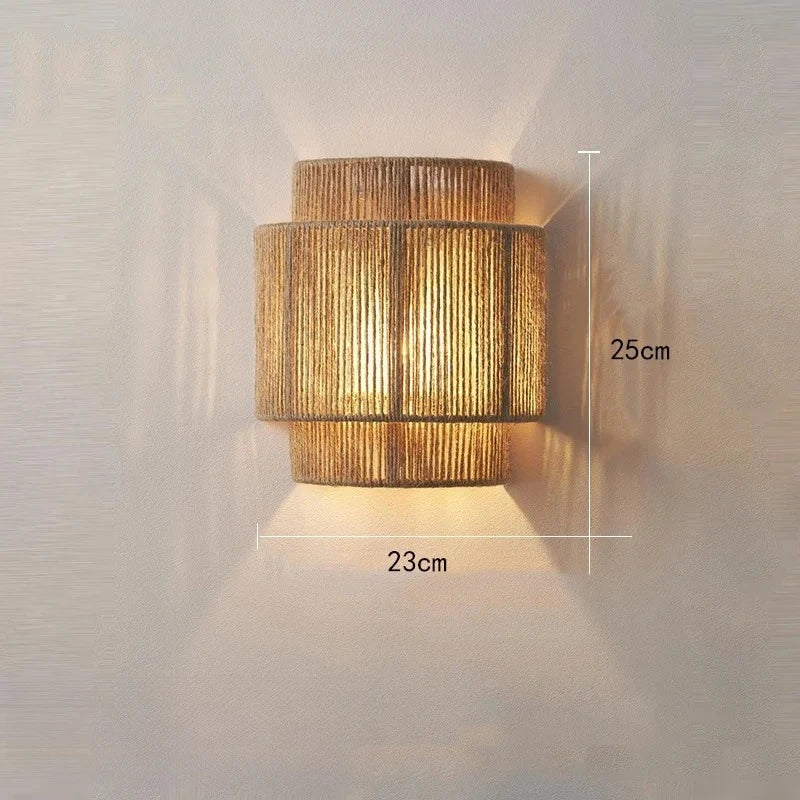 RattanGlow Woven Wall Sconce