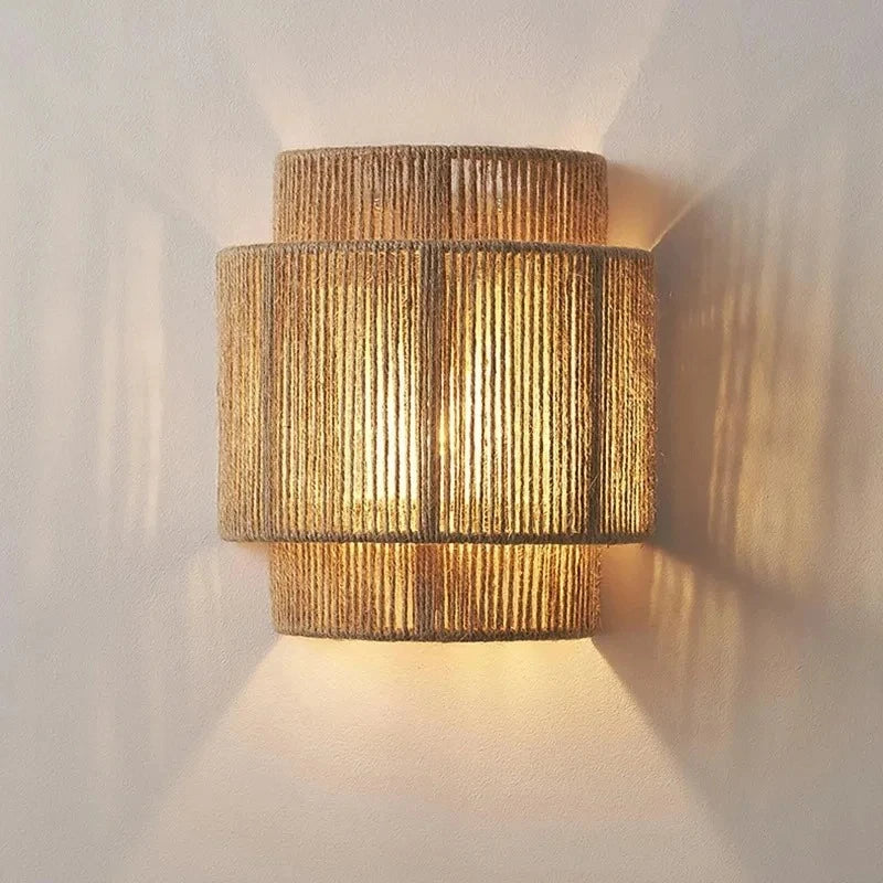 RattanGlow Woven Wall Sconce