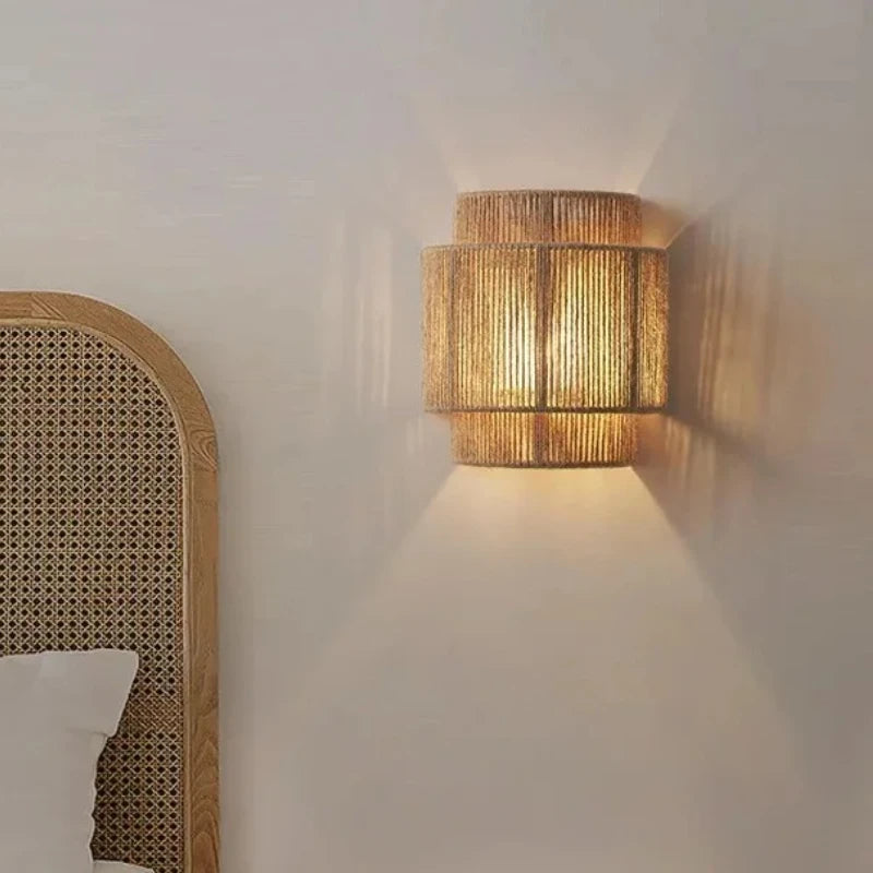 RattanGlow Woven Wall Sconce