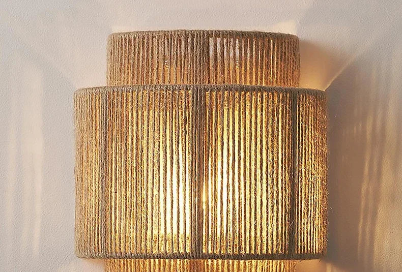 RattanGlow Woven Wall Sconce