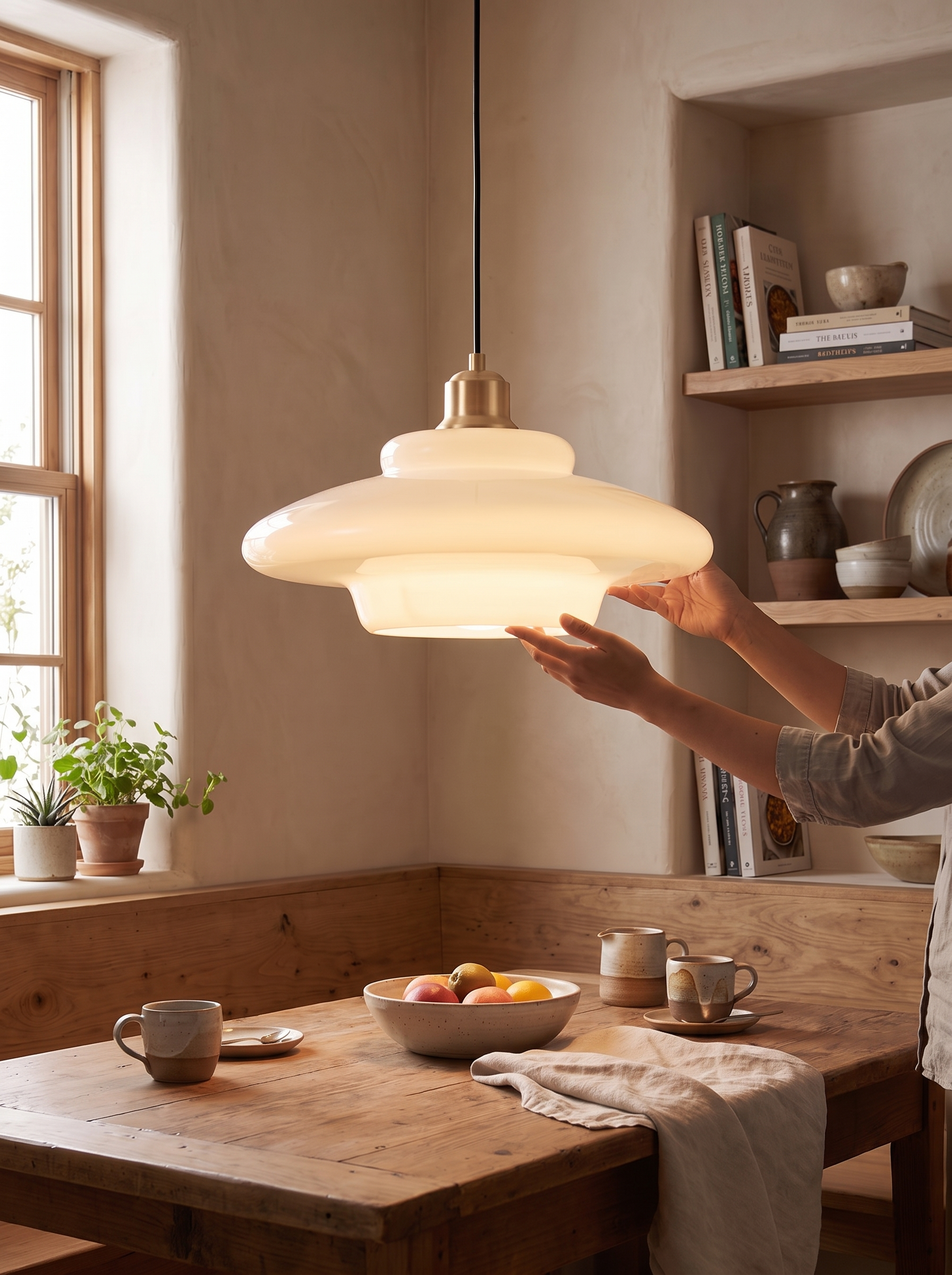 White Glass Pendant Light Mid Century Meets Minimal