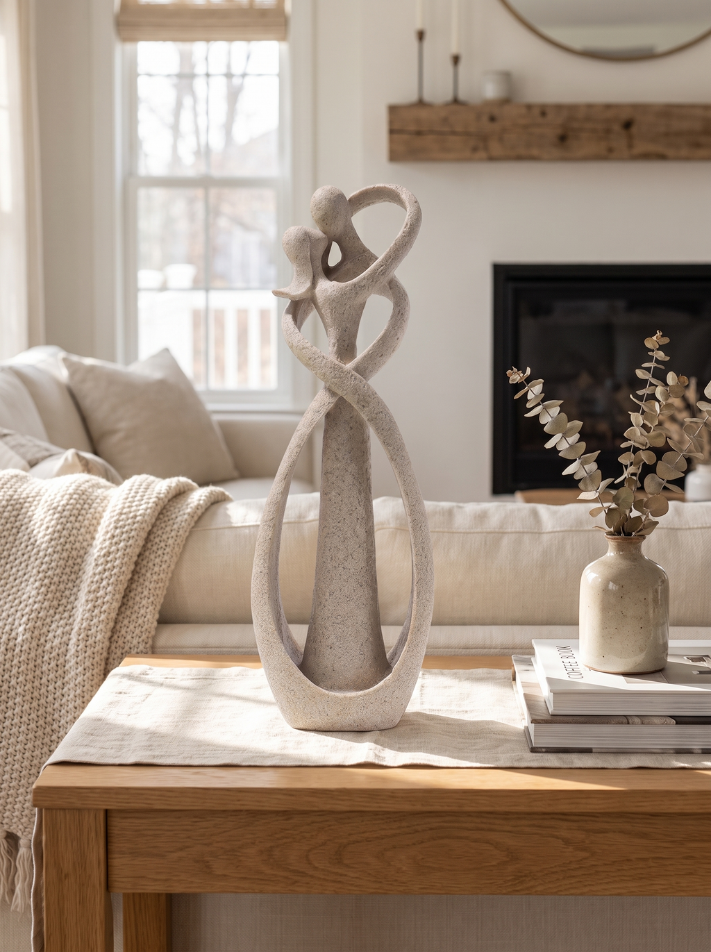 Embrace Abstract Couple Sculpture in a warm Scandinavian inspired home, A Quiet Symbol of Love