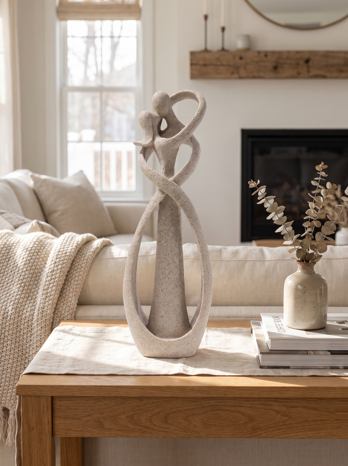 Embrace Abstract Couple Sculpture in a warm Scandinavian inspired home, A Quiet Symbol of Love