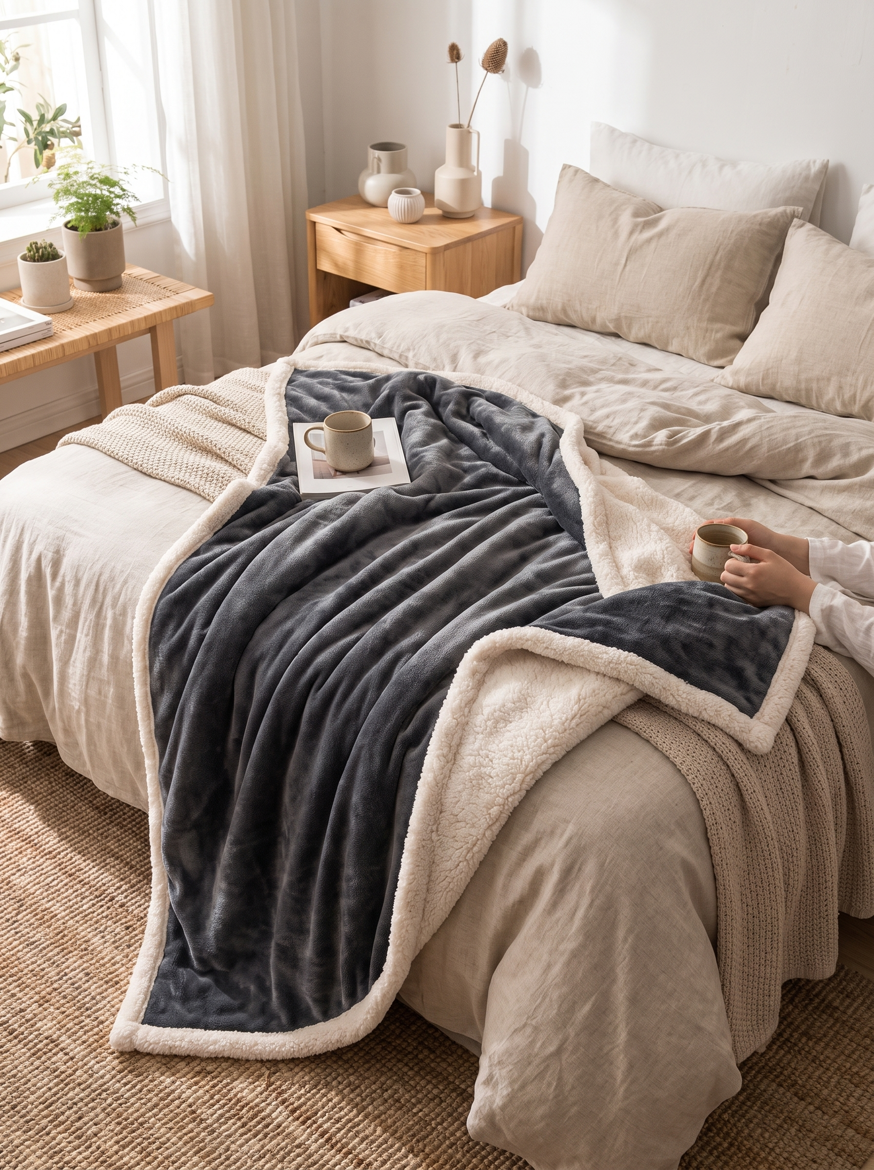 Cozy Double Sided Throw Blanket in a warm Scandinavian inspired home, Colors for Every Room