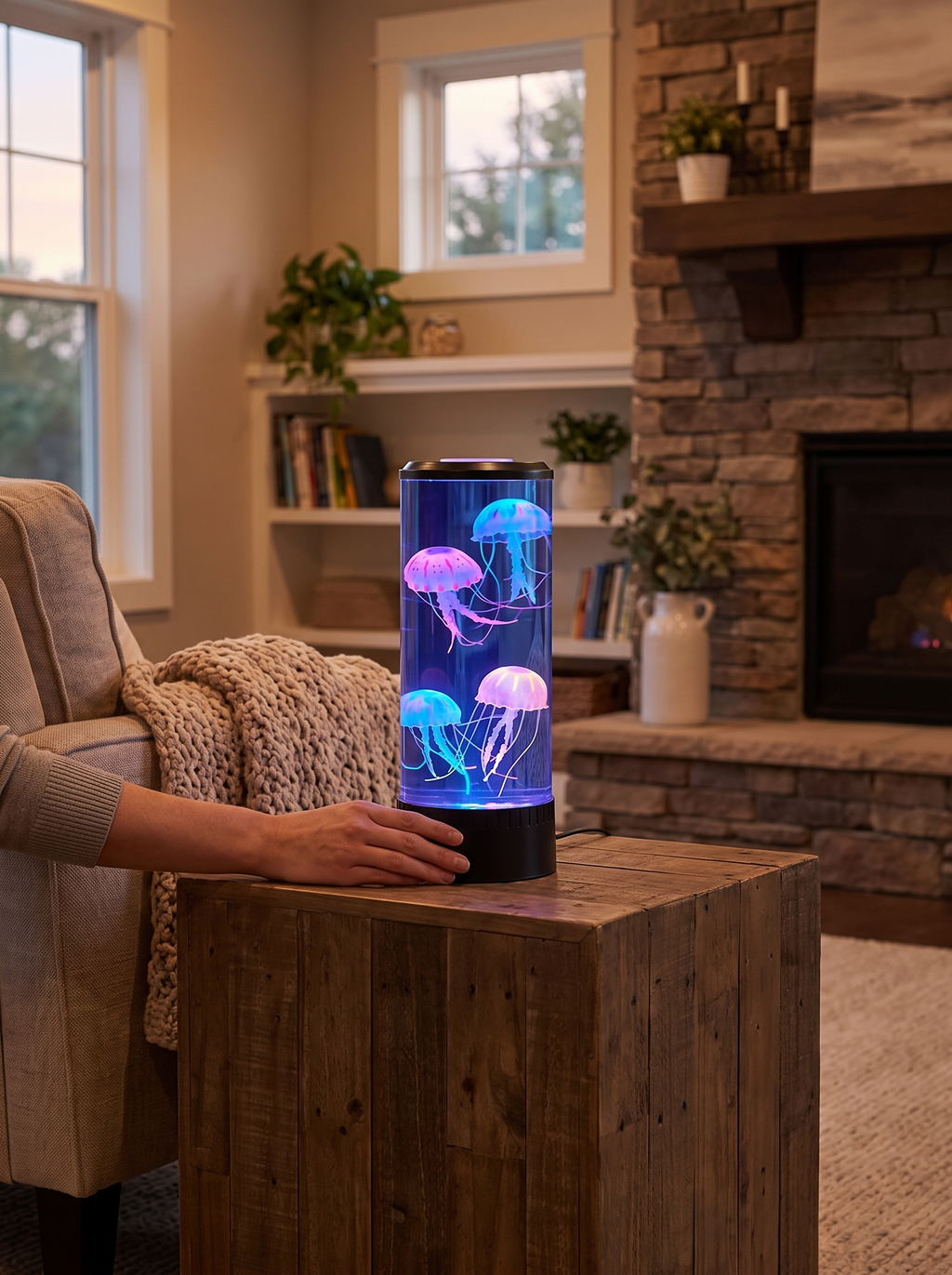 Jellyfish Color Glow Table Lamp in a warm Scandinavian inspired home, Wonder for Every Age