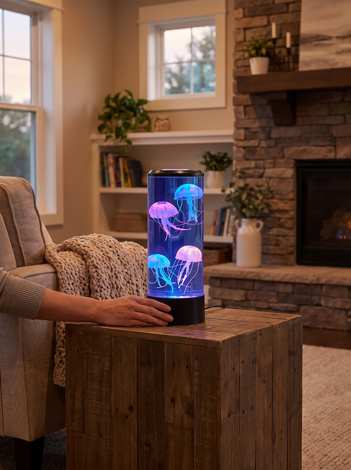 Jellyfish Color Glow Table Lamp in a warm Scandinavian inspired home, Wonder for Every Age