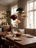 Flora Bud Pendant Light in a warm Scandinavian inspired home, Soft Curves Over the Table
