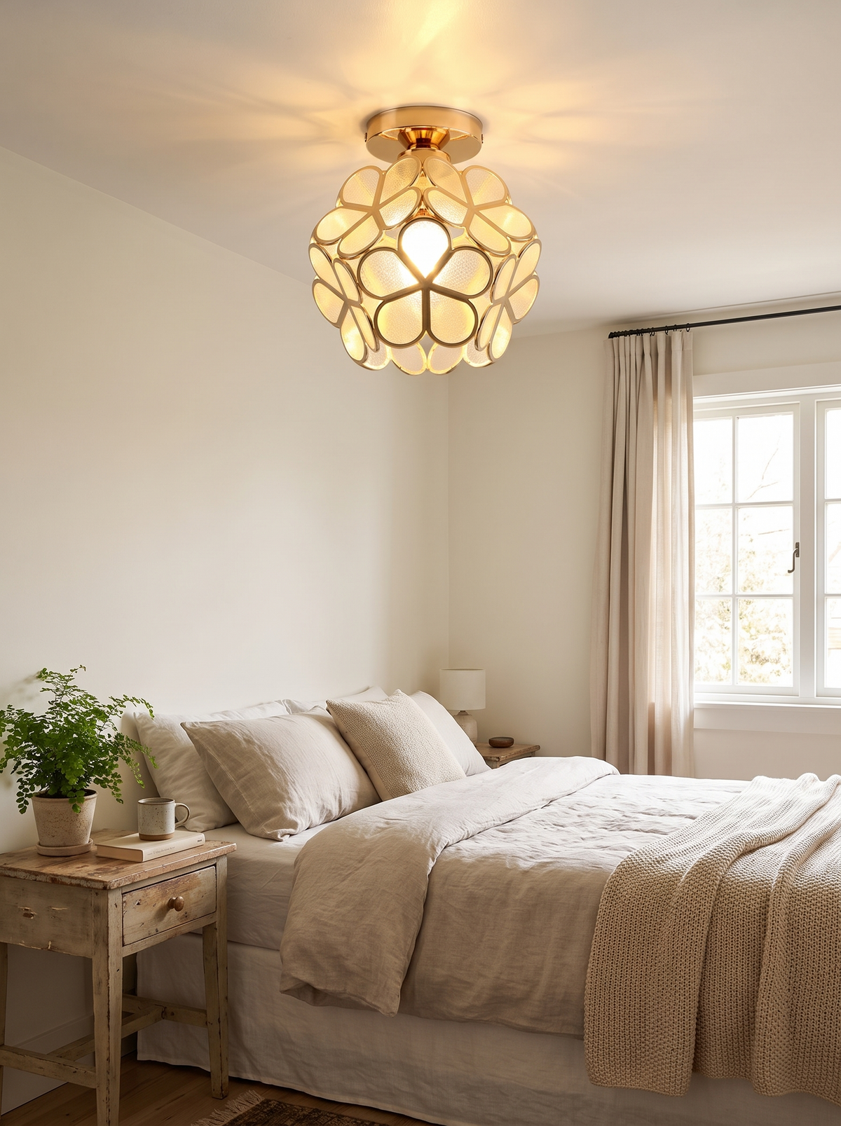 Retro Petal Flush Mount Ceiling Light in a warm Scandinavian inspired home, Sweet Style for Small Spaces