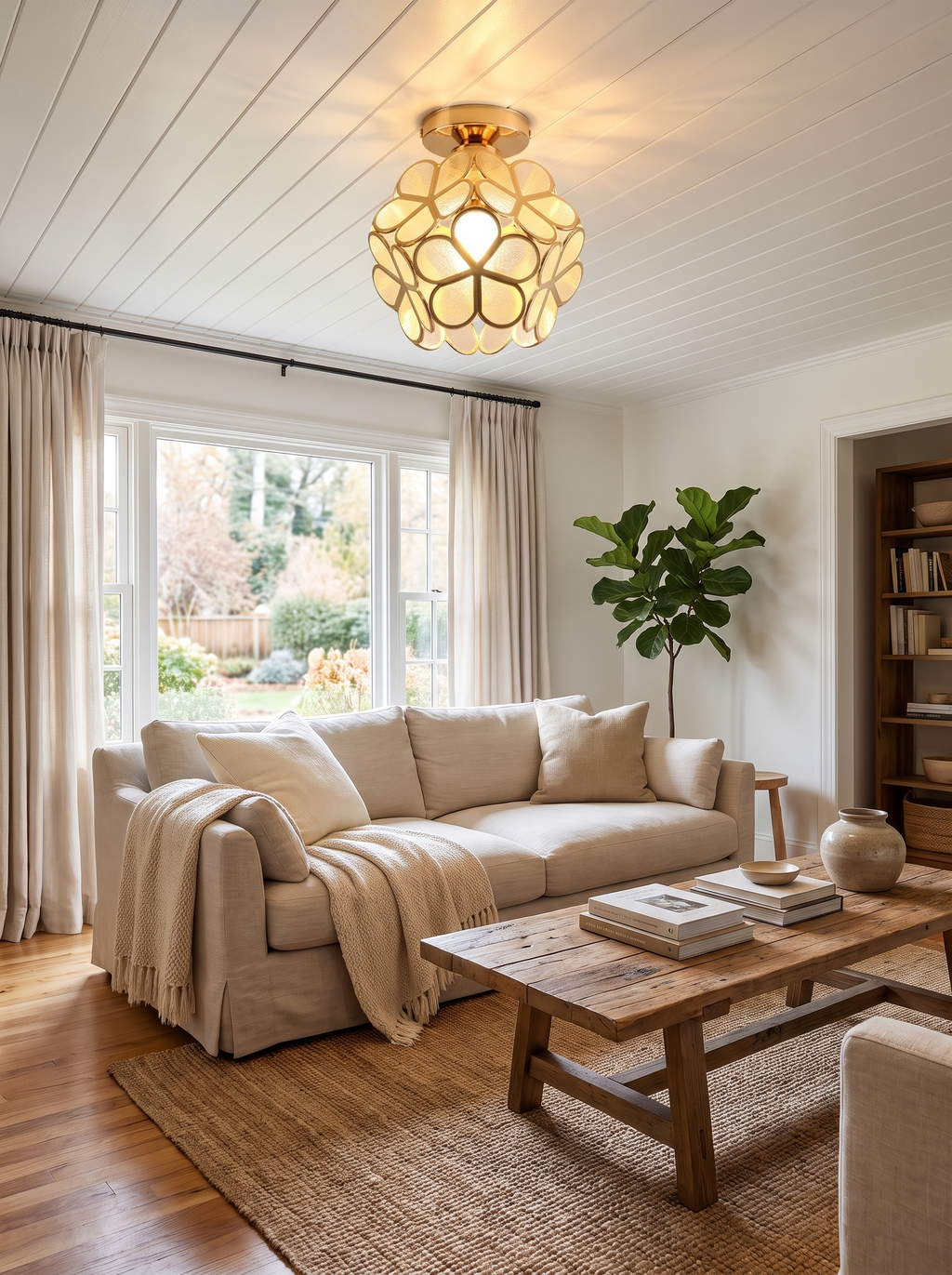 Retro Petal Flush Mount Ceiling Light in a warm Scandinavian inspired home, A Blossom on Your Ceiling
