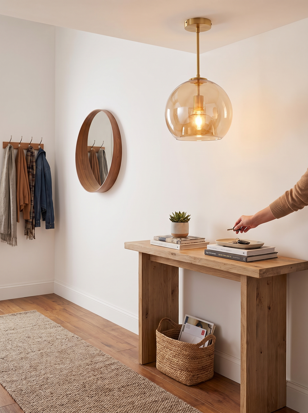 Nordic Glass Globe Ceiling Light in a warm Scandinavian inspired home, Small Spaces, Big Character