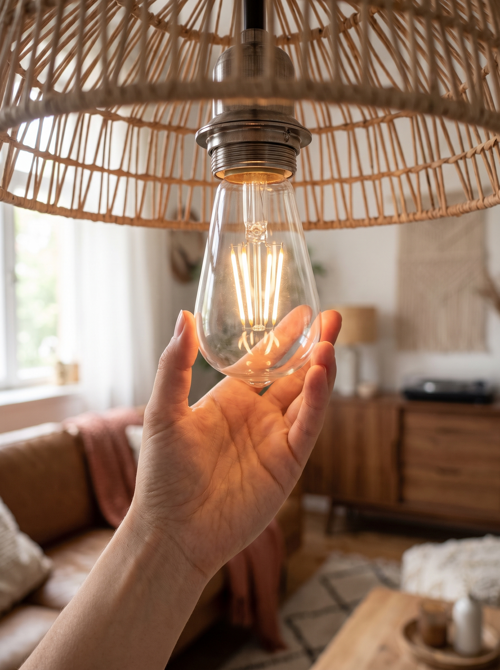 Fitting an E26 filament bulb into a lamp socket