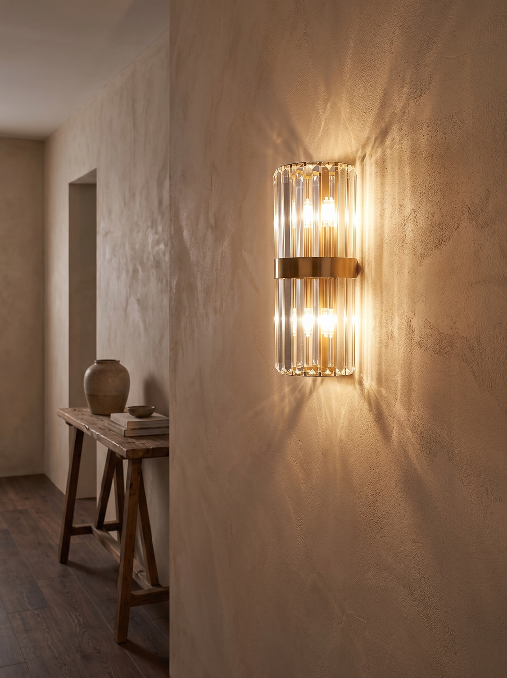 G9 LED bulbs in a crystal wall lamp