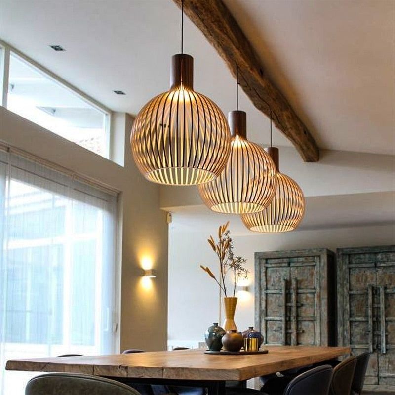Natural Wood Pendant Light