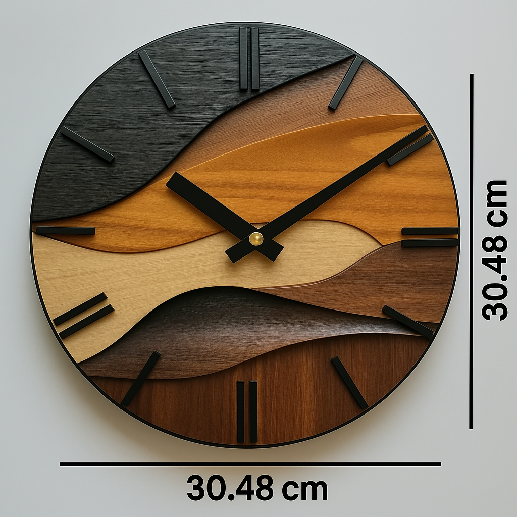 Artistic Wood-Look Round Wall Clock